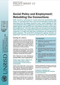 Social Policy and Employment: Rebuilding the Connections (Research and Policy Brief)